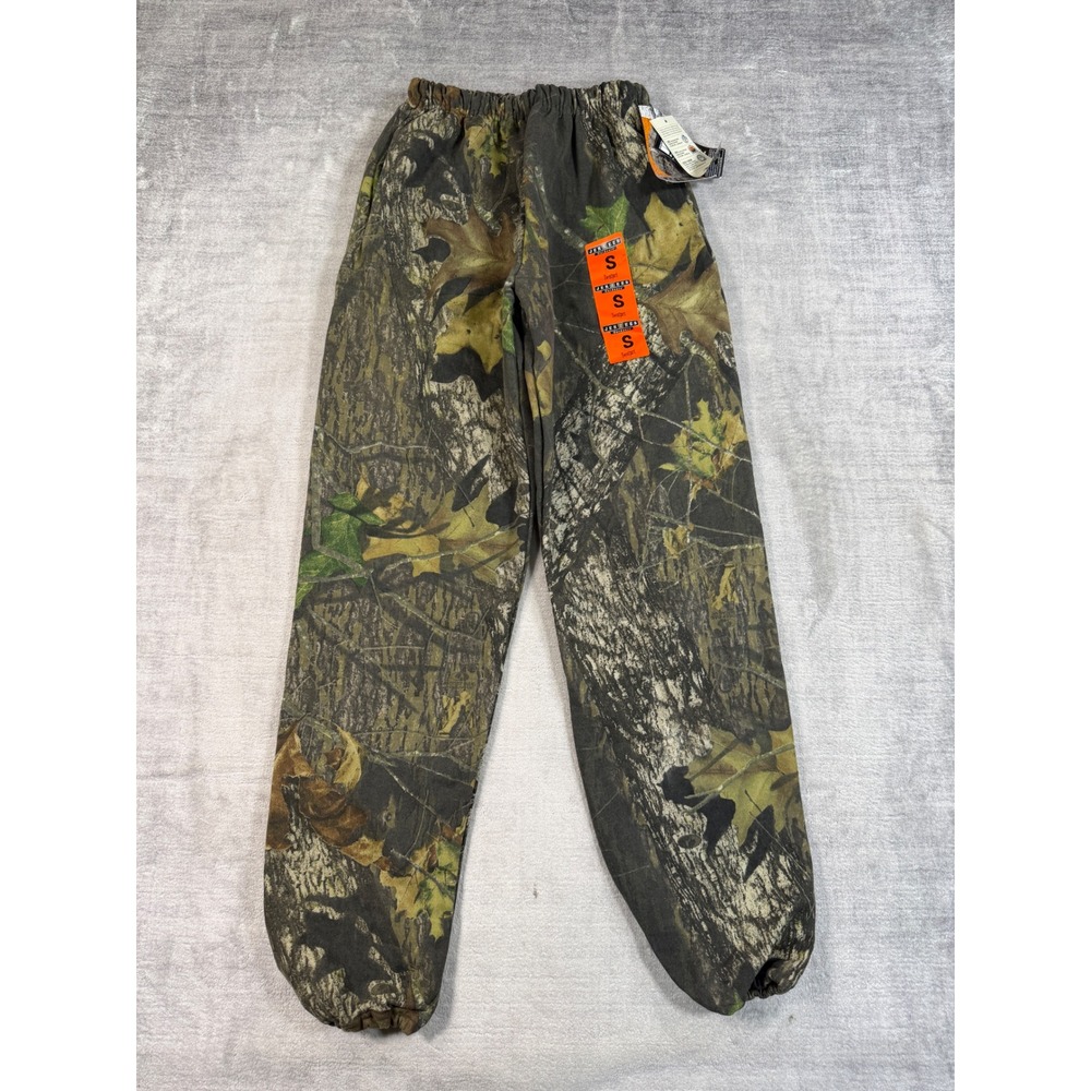 Jerzees Pants Mens Small Green VTG Mossy Oak Camo Fleece Hunting Sweatpants NWT